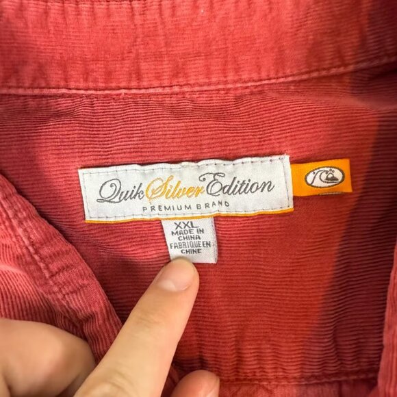 VTG Quiksilver Edition red corduroy casual button up flannel mens XXL - Picture 3 of 3